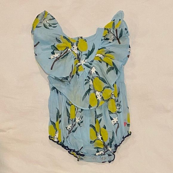 NWOT Pink chicken Lemon Bubble Romper, size 3-6 mos - Picture 4 of 7